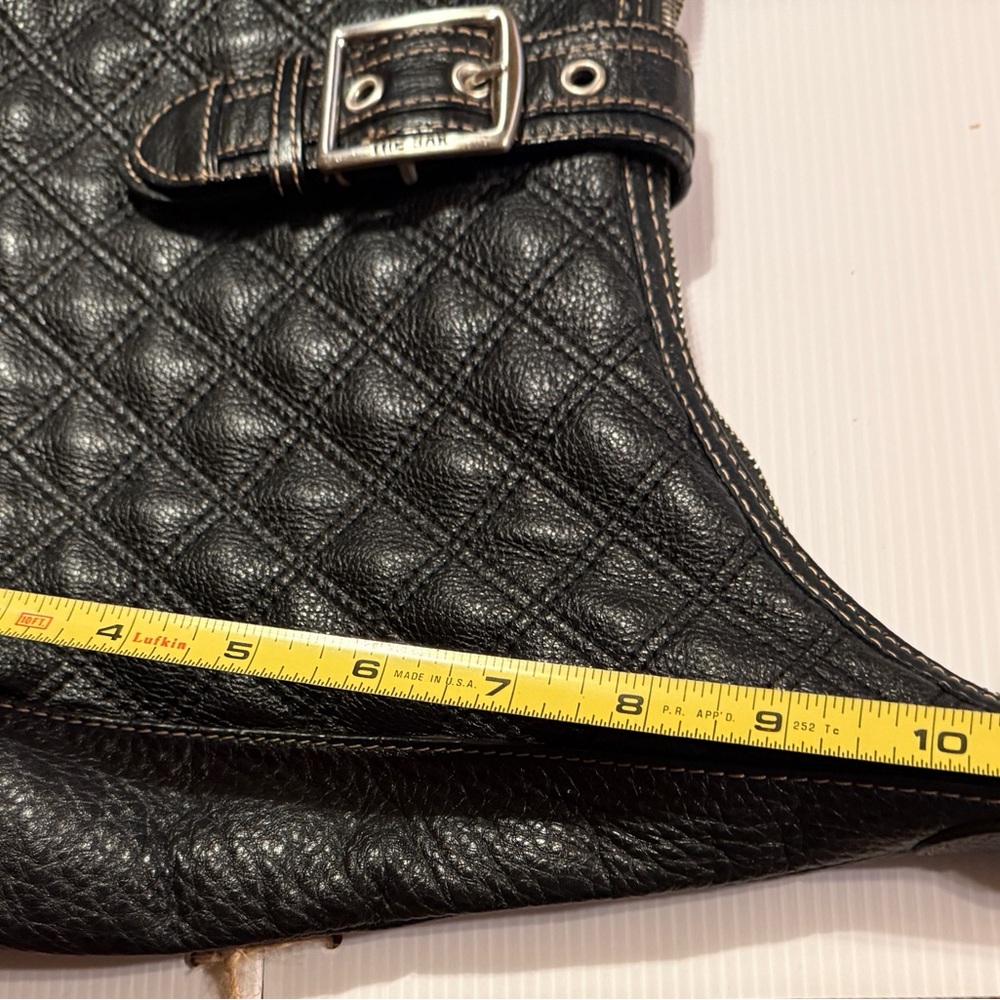 The Sak Vintage Black Quilted Leather Shoulder Bag with Color Buckle Hobo style - Picture 10 of 11